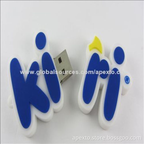 Custom PVC USB Flash Drives, Customized Packaging Types/Logos Accepted, 256MB to 32GB